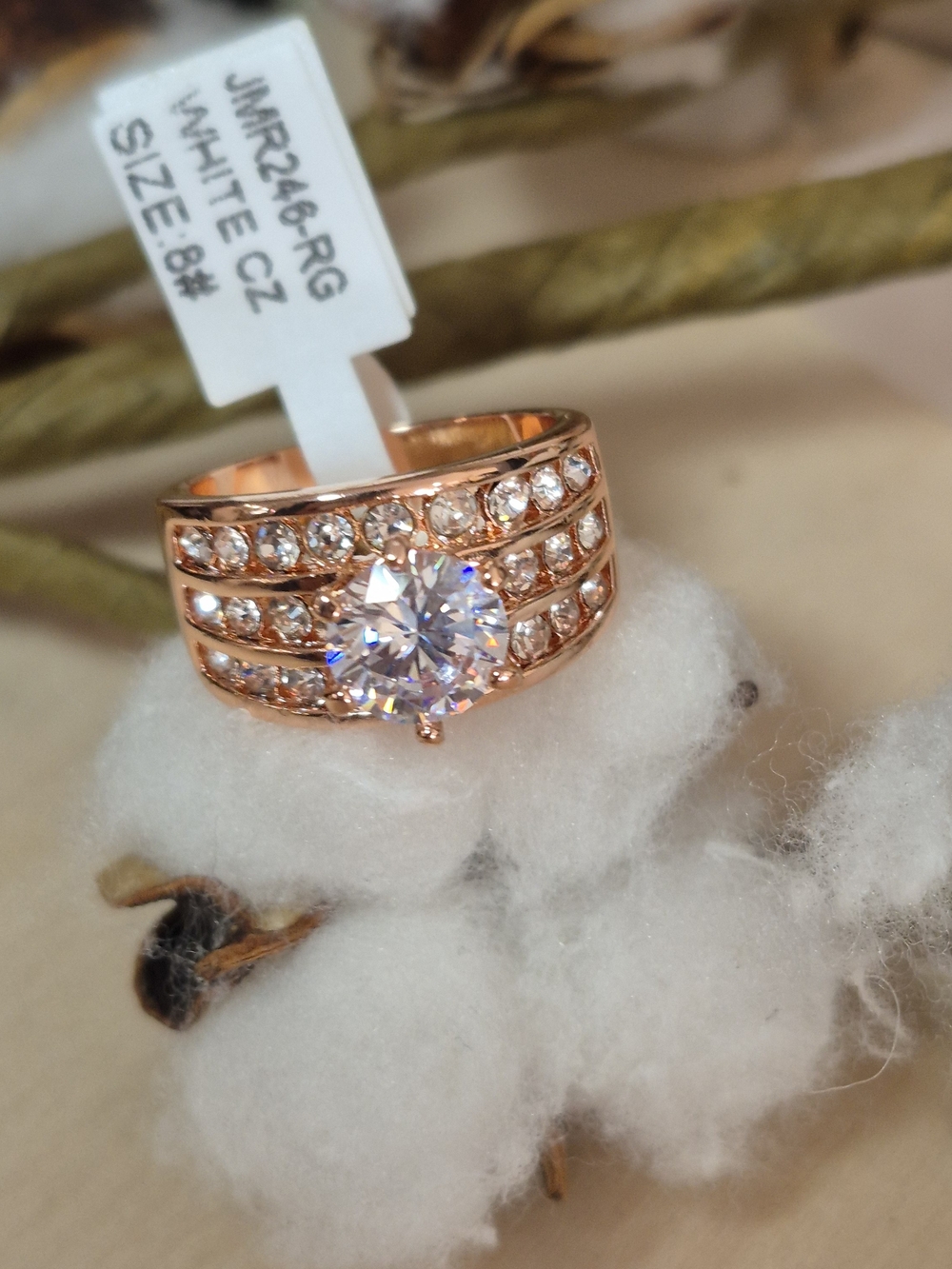 🩷💛NEW🩷💛 BEAUTIFUL!! Three Row Band BOMB PARTY CZ Ring In ROSE GOLD
